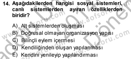 Ekonomi Sosyolojisi Dersi 2014 - 2015 Yılı (Final) Dönem Sonu Sınav Soruları 14. Soru