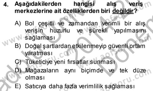Ekonomi Sosyolojisi Dersi 2014 - 2015 Yılı (Final) Dönem Sonu Sınav Soruları 4. Soru