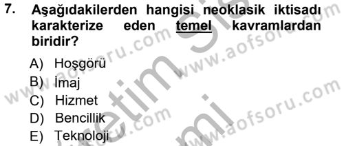 Ekonomi Sosyolojisi Dersi 2014 - 2015 Yılı (Final) Dönem Sonu Sınav Soruları 7. Soru