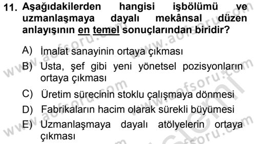 Ekonomi Sosyolojisi Dersi 2014 - 2015 Yılı Tek Ders Sınav Soruları 11. Soru