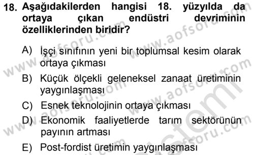 Ekonomi Sosyolojisi Dersi 2014 - 2015 Yılı Tek Ders Sınav Soruları 18. Soru