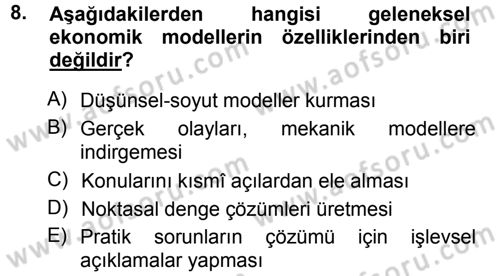 Ekonomi Sosyolojisi Dersi 2014 - 2015 Yılı Tek Ders Sınav Soruları 8. Soru