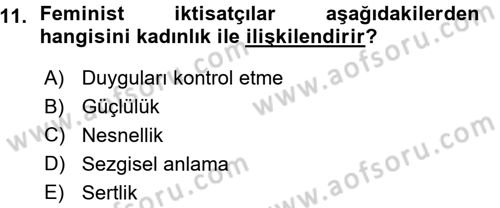 Ekonomi Sosyolojisi Dersi 2015 - 2016 Yılı (Vize) Ara Sınav Soruları 11. Soru