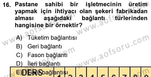 Ekonomi Sosyolojisi Dersi 2015 - 2016 Yılı (Vize) Ara Sınav Soruları 16. Soru