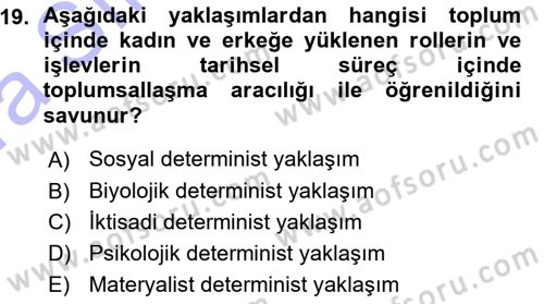 Ekonomi Sosyolojisi Dersi Ara Sınavı Deneme Sınav Soruları 19. Soru