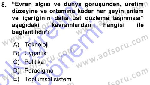 Ekonomi Sosyolojisi Dersi Ara Sınavı Deneme Sınav Soruları 8. Soru