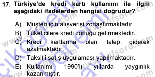 Ekonomi Sosyolojisi Dersi 2015 - 2016 Yılı (Final) Dönem Sonu Sınav Soruları 17. Soru