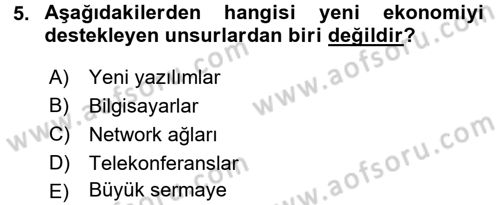 Ekonomi Sosyolojisi Dersi 2015 - 2016 Yılı (Final) Dönem Sonu Sınav Soruları 5. Soru