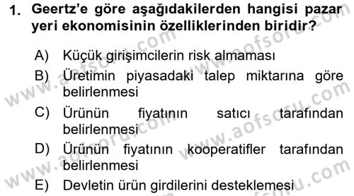 Ekonomi Sosyolojisi Dersi 2015 - 2016 Yılı Tek Ders Sınav Soruları 1. Soru
