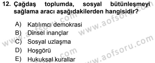 Ekonomi Sosyolojisi Dersi 2015 - 2016 Yılı Tek Ders Sınav Soruları 12. Soru