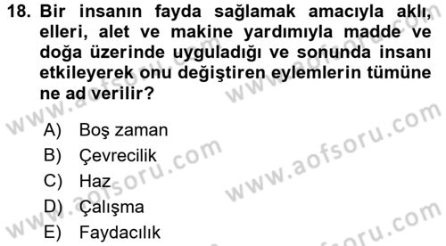 Ekonomi Sosyolojisi Dersi 2015 - 2016 Yılı Tek Ders Sınav Soruları 18. Soru