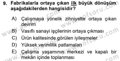 Ekonomi Sosyolojisi Dersi 2015 - 2016 Yılı Tek Ders Sınav Soruları 9. Soru