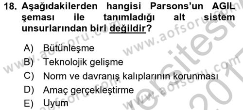 Ekonomi Sosyolojisi Dersi 2016 - 2017 Yılı 3 Ders Sınav Soruları 18. Soru