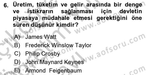Ekonomi Sosyolojisi Dersi 2016 - 2017 Yılı 3 Ders Sınav Soruları 6. Soru