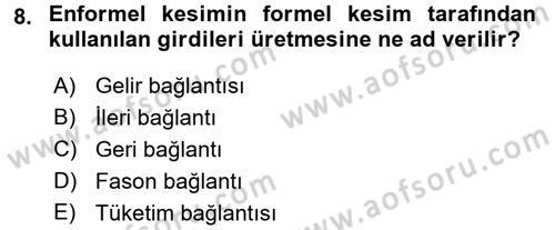 Ekonomi Sosyolojisi Dersi 2016 - 2017 Yılı 3 Ders Sınav Soruları 8. Soru
