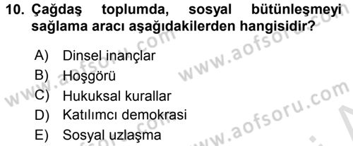 Ekonomi Sosyolojisi Dersi Ara Sınavı Deneme Sınav Soruları 10. Soru