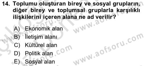 Ekonomi Sosyolojisi Dersi Ara Sınavı Deneme Sınav Soruları 14. Soru