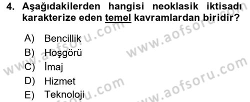 Ekonomi Sosyolojisi Dersi Ara Sınavı Deneme Sınav Soruları 4. Soru
