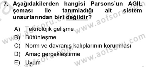 Ekonomi Sosyolojisi Dersi 2016 - 2017 Yılı (Vize) Ara Sınav Soruları 7. Soru