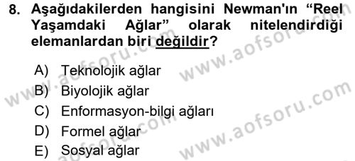 Ekonomi Sosyolojisi Dersi 2016 - 2017 Yılı (Vize) Ara Sınav Soruları 8. Soru