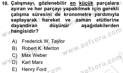 Ekonomi Sosyolojisi Dersi 2016 - 2017 Yılı (Final) Dönem Sonu Sınav Soruları 10. Soru