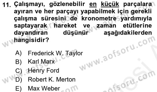 Ekonomi Sosyolojisi Dersi 2017 - 2018 Yılı 3 Ders Sınav Soruları 11. Soru