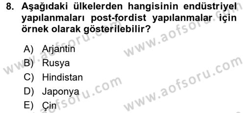 Ekonomi Sosyolojisi Dersi 2017 - 2018 Yılı 3 Ders Sınav Soruları 8. Soru