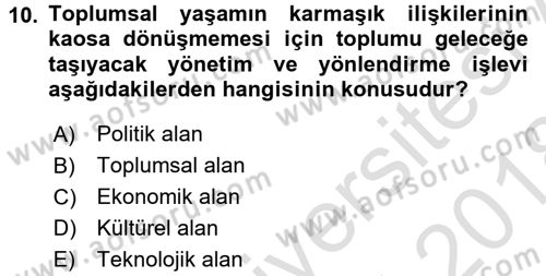 Ekonomi Sosyolojisi Dersi Ara Sınavı Deneme Sınav Soruları 10. Soru