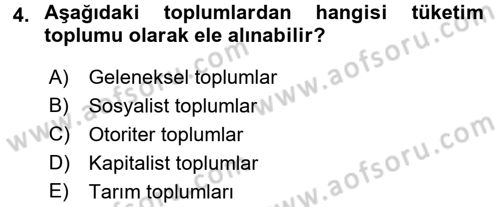 Ekonomi Sosyolojisi Dersi 2017 - 2018 Yılı (Final) Dönem Sonu Sınav Soruları 4. Soru