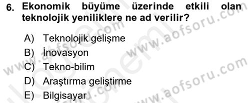 Ekonomi Sosyolojisi Dersi 2017 - 2018 Yılı (Final) Dönem Sonu Sınav Soruları 6. Soru