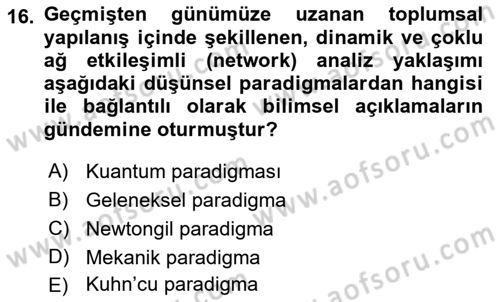 Ekonomi Sosyolojisi Dersi 2018 - 2019 Yılı 3 Ders Sınav Soruları 16. Soru