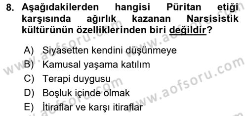 Ekonomi Sosyolojisi Dersi 2018 - 2019 Yılı 3 Ders Sınav Soruları 8. Soru