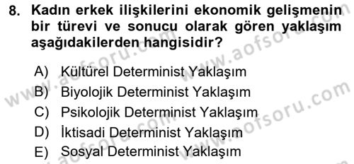 Ekonomi Sosyolojisi Dersi 2018 - 2019 Yılı (Vize) Ara Sınavı 8. Soru