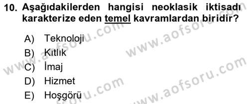 Ekonomi Sosyolojisi Dersi 2018 - 2019 Yılı (Final) Dönem Sonu Sınav Soruları 10. Soru
