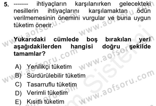 Ekonomi Sosyolojisi Dersi 2018 - 2019 Yılı (Final) Dönem Sonu Sınav Soruları 5. Soru