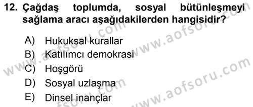 Ekonomi Sosyolojisi Dersi Ara Sınavı Deneme Sınav Soruları 12. Soru