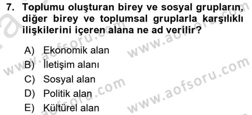 Ekonomi Sosyolojisi Dersi 2019 - 2020 Yılı (Vize) Ara Sınav Soruları 7. Soru
