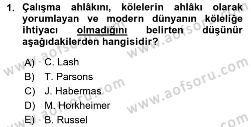 Ekonomi Sosyolojisi Dersi 2019 - 2020 Yılı (Final) Dönem Sonu Sınav Soruları 1. Soru