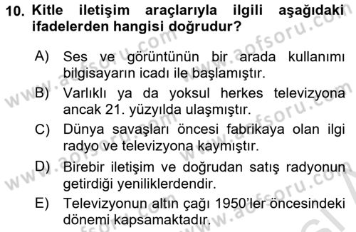 Ekonomi Sosyolojisi Dersi 2019 - 2020 Yılı (Final) Dönem Sonu Sınav Soruları 10. Soru