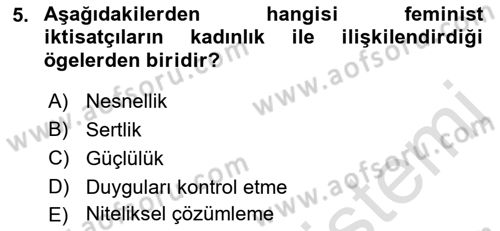 Ekonomi Sosyolojisi Dersi 2019 - 2020 Yılı (Final) Dönem Sonu Sınav Soruları 5. Soru