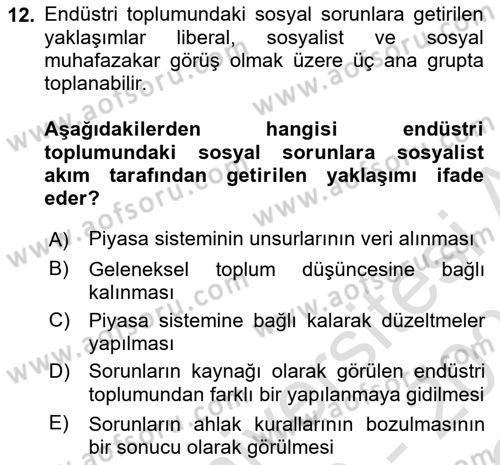 Ekonomi Sosyolojisi Dersi 2020 - 2021 Yılı Yaz Okulu Sınav Soruları 12. Soru