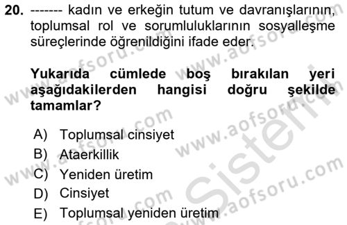 Ekonomi Sosyolojisi Dersi 2020 - 2021 Yılı Yaz Okulu Sınav Soruları 20. Soru