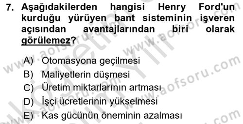 Ekonomi Sosyolojisi Dersi 2020 - 2021 Yılı Yaz Okulu Sınav Soruları 7. Soru