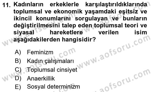 Ekonomi Sosyolojisi Dersi Ara Sınavı Deneme Sınav Soruları 11. Soru