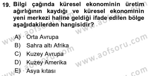 Ekonomi Sosyolojisi Dersi 2021 - 2022 Yılı (Vize) Ara Sınav Soruları 19. Soru