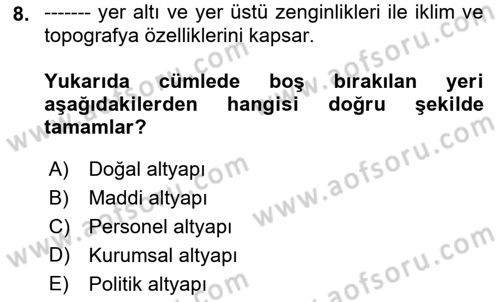 Ekonomi Sosyolojisi Dersi Ara Sınavı Deneme Sınav Soruları 8. Soru