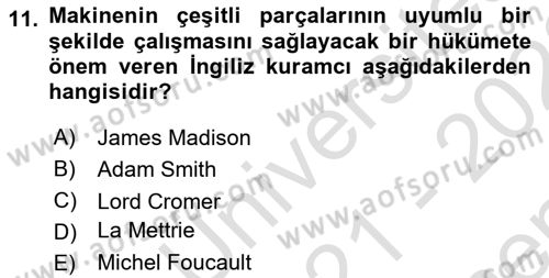 Ekonomi Sosyolojisi Dersi 2021 - 2022 Yılı (Final) Dönem Sonu Sınav Soruları 11. Soru
