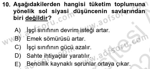 Ekonomi Sosyolojisi Dersi 2021 - 2022 Yılı Yaz Okulu Sınav Soruları 10. Soru