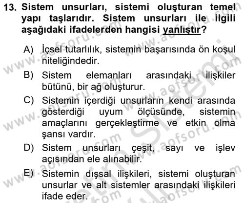 Ekonomi Sosyolojisi Dersi 2021 - 2022 Yılı Yaz Okulu Sınav Soruları 13. Soru