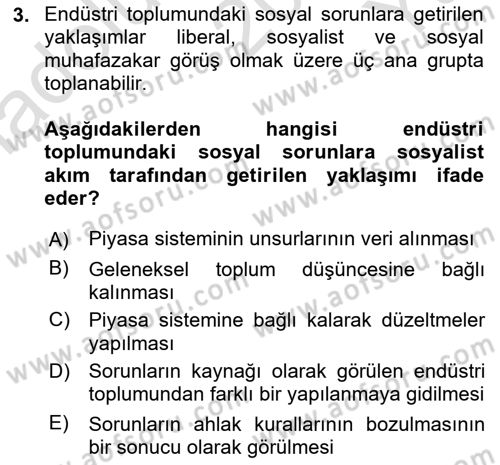 Ekonomi Sosyolojisi Dersi 2021 - 2022 Yılı Yaz Okulu Sınav Soruları 3. Soru